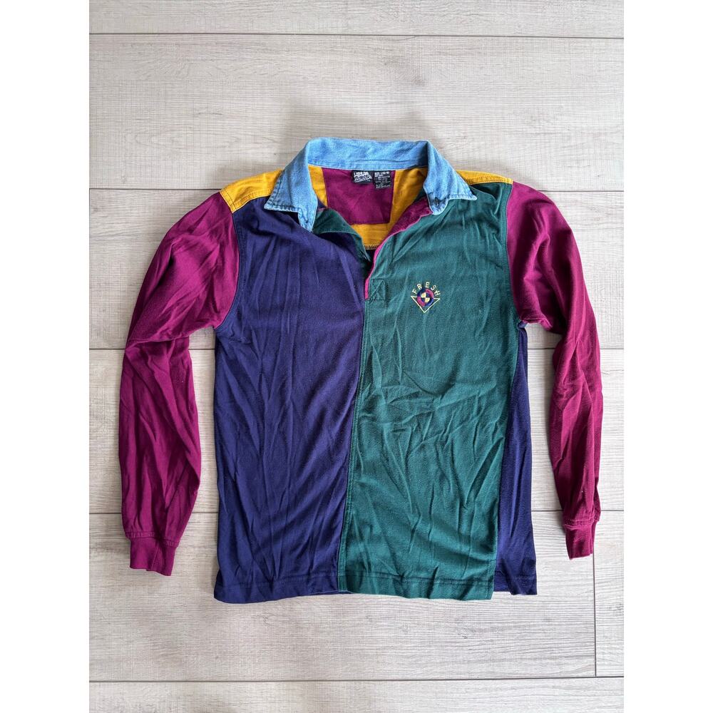Vintage Urban Influence Colorblock Rugby Shirt Youth L Streetwear Y2K | YL